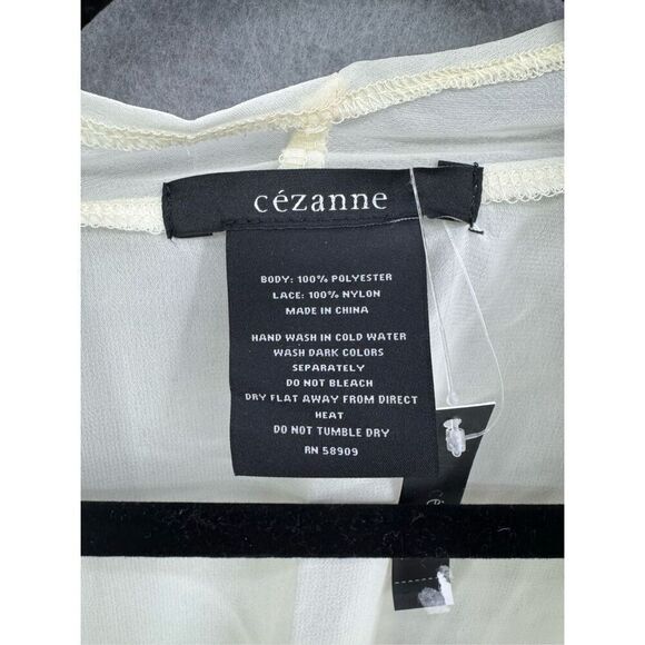 NWT Cézanne Womens Cream Lace Trim Sheer Negligee Kimono Cardigan Top One Size - Picture 6 of 8